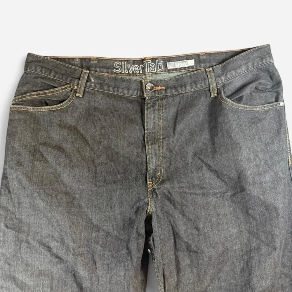 Vintage‎ Y2K Levi SilverTab Baggy Wide Leg Fit Black Denim Jeans Mens Size 42x30